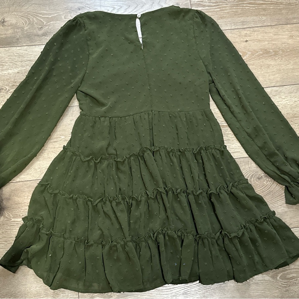 •Sold•  Altar’d State Swiss Dot Long Sleeve Tiered Mini Dress - Picture 11 of 12
